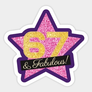 67th Birthday Gifts Women Fabulous - Pink Gold Sticker